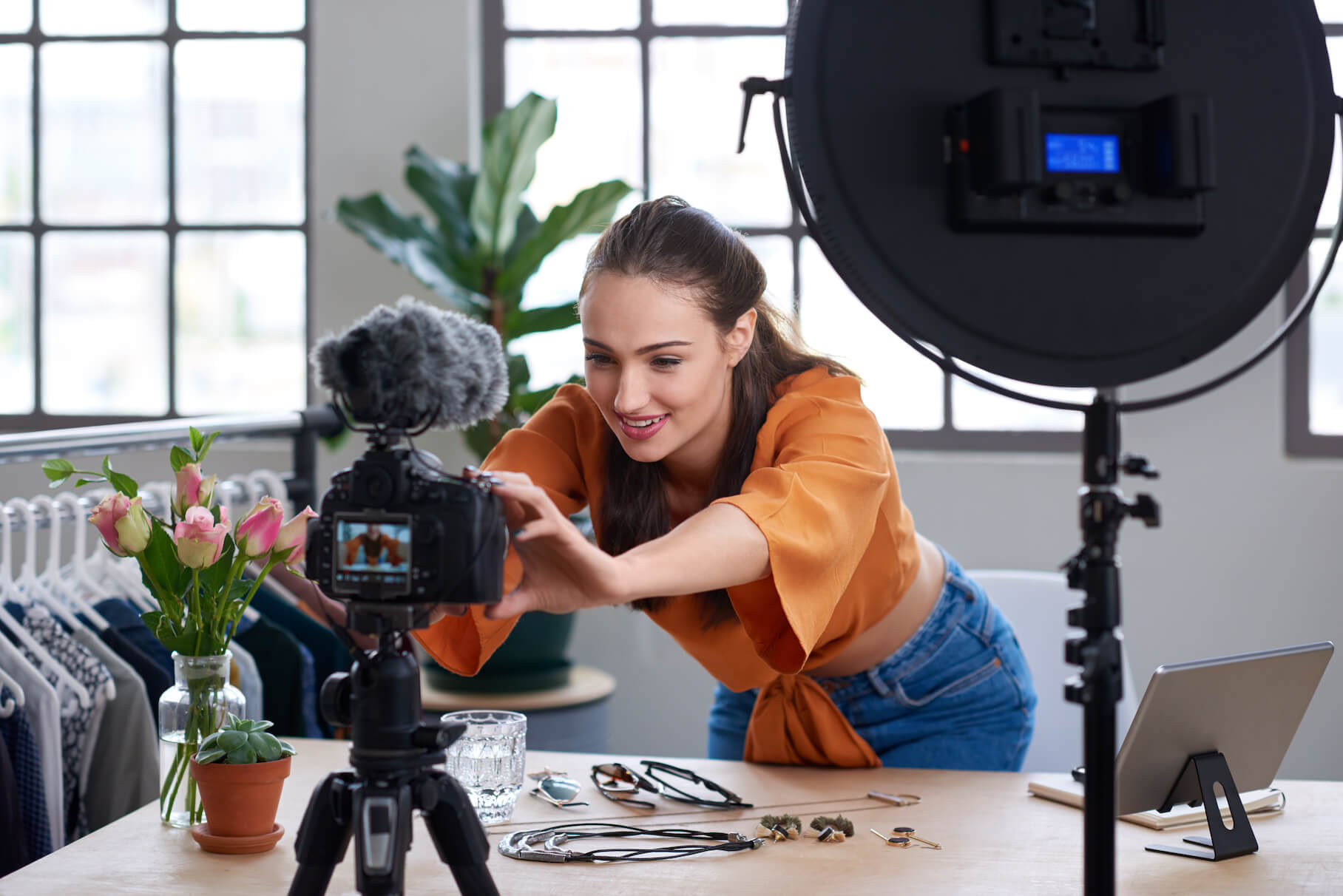 female influencer content creator in studio